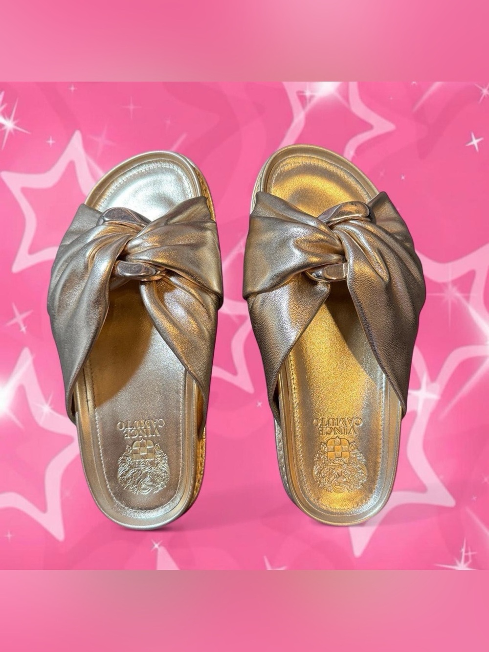 ✨ Vince Camuto Women's Gilessa Slide Sandals — Egyptian Gold ✨